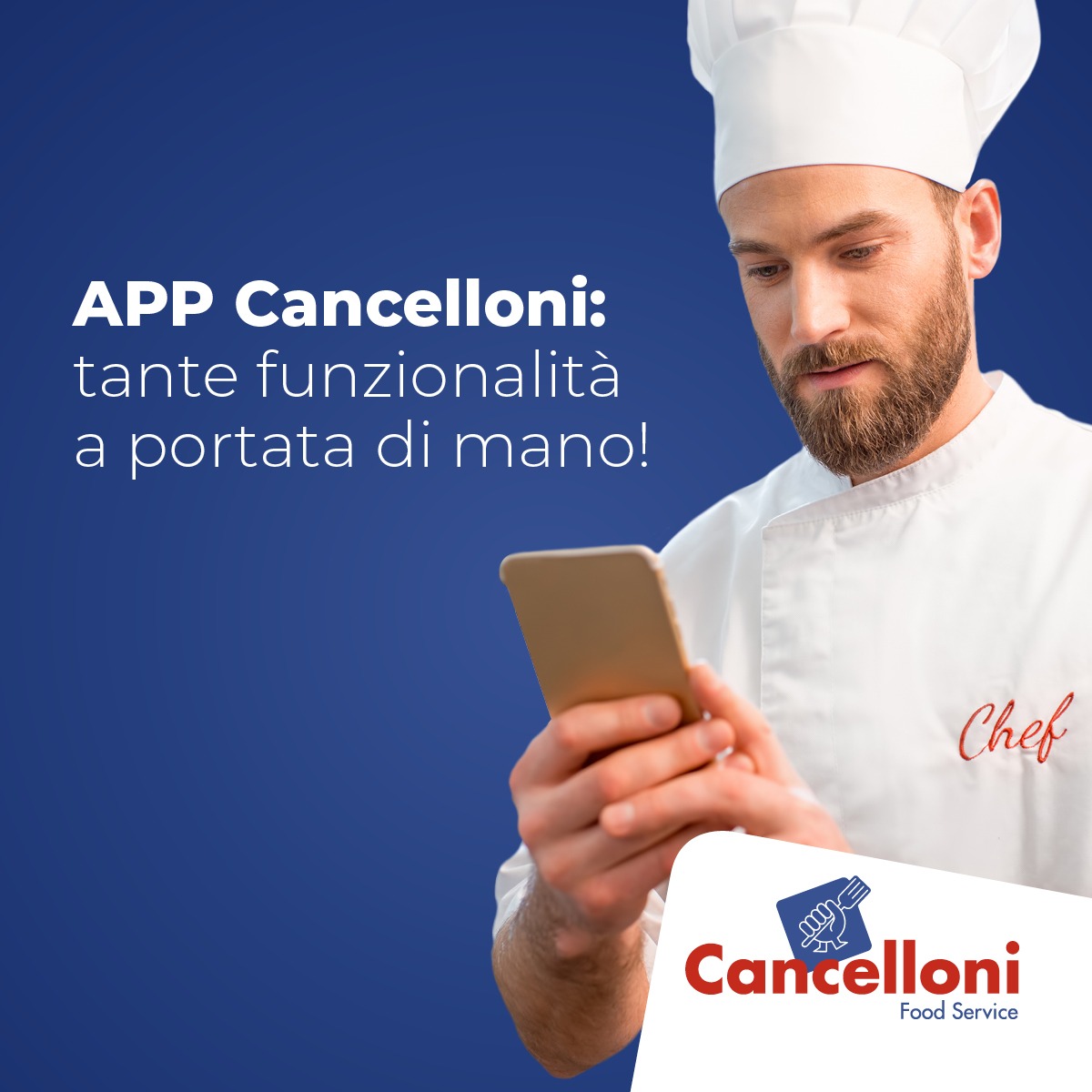 Chef che usa la app di Cancelloni